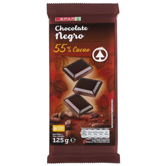 Picture of Chocolate SPAR Extraf Neg 55% Cac 125gr